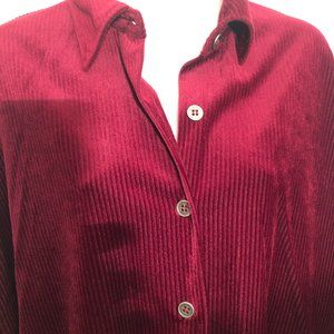 Basic Editions Women's Corduroy Shirt Purple Long Sleeve Size M Brass Buttons